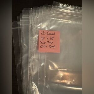 20 Count 10"x13" Zip Top Clear Recloseable Bags
